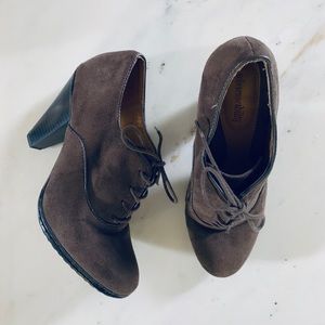 Brown Suede Laced Booties